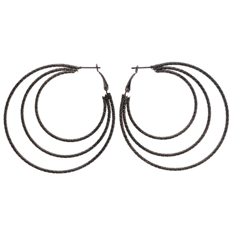 Mi Amore Hoop-Earrings Silver-Tone/Black