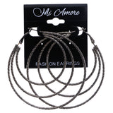 Mi Amore Hoop-Earrings Silver-Tone/Black