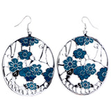 Mi Amore Flower Dangle-Earrings Silver-Tone/Blue