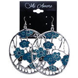 Mi Amore Flower Dangle-Earrings Silver-Tone/Blue