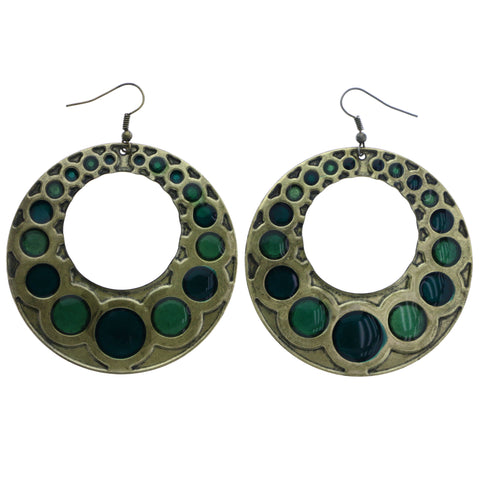 Mi Amore Antiqued Dangle-Earrings Gold-Tone/Green