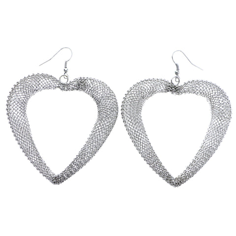 Mi Amore Heart Dangle-Earrings Silver-Tone