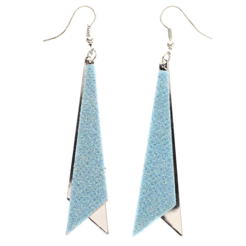 Mi Amore Glitter Dangle-Earrings Blue/Silver-Tone