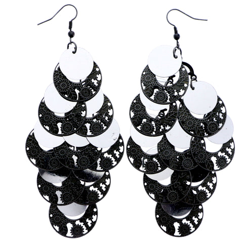 Mi Amore Antiqued Flower Chandelier-Earrings Silver-Tone