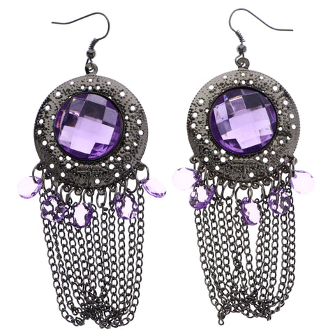 Mi Amore Dangle-Earrings Silver-Tone/Purple