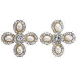 Mi Amore Flower Stud-Earrings White/Gold-Tone