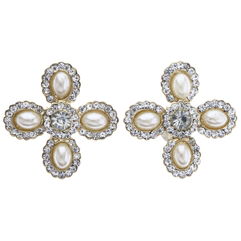 Mi Amore Flower Stud-Earrings White/Gold-Tone