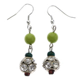 Mi Amore Dangle-Earrings Green/Silver-Tone