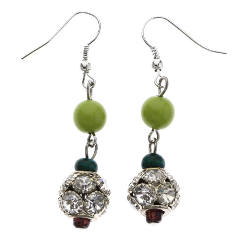 Mi Amore Dangle-Earrings Green/Silver-Tone