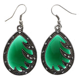 Mi Amore Antiqued Dangle-Earrings Green/Silver-Tone