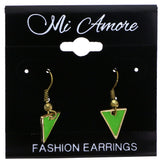 Mi Amore Triangle Dangle-Earrings Green/Gold-Tone