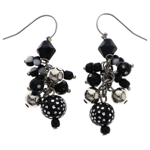 Mi Amore Dangle-Earrings Black/Silver-Tone