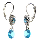 Mi Amore Flower Dangle-Earrings Silver-Tone/Blue