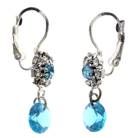 Mi Amore Flower Dangle-Earrings Silver-Tone/Blue