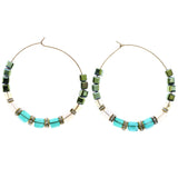Mi Amore AB Finish Hoop-Earrings Gold-Tone/Green