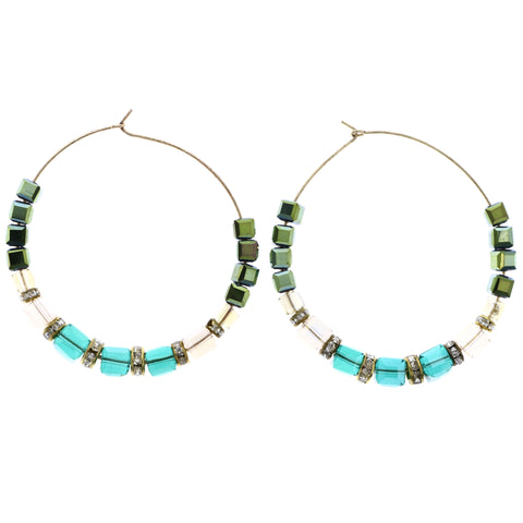 Mi Amore AB Finish Hoop-Earrings Gold-Tone/Green