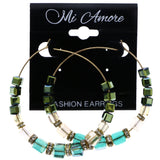 Mi Amore AB Finish Hoop-Earrings Gold-Tone/Green