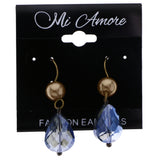 Mi Amore AB Finish Faceted Dangle-Earrings Blue & Brown