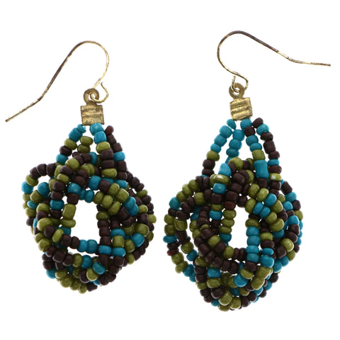 Mi Amore Knot Dangle-Earrings Green/Brown