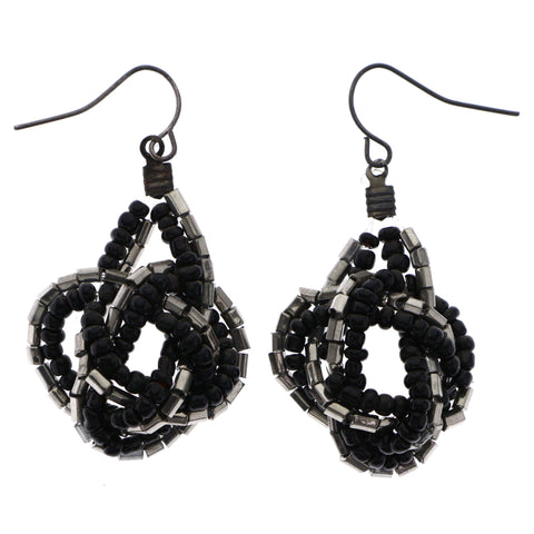 Mi Amore Knot Dangle-Earrings Black/Silver-Tone