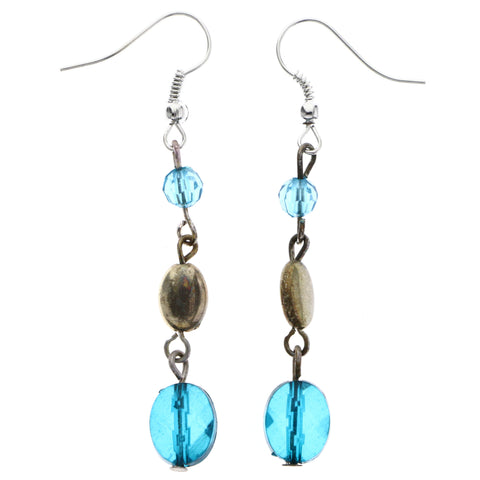 Mi Amore Antiqued Dangle-Earrings Silver-Tone/Blue