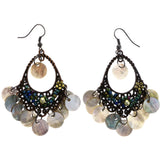 Mi Amore Shell AB Finish Dangle-Earrings Bronze-Tone & Blue