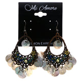 Mi Amore Shell AB Finish Dangle-Earrings Bronze-Tone & Blue