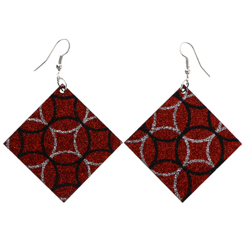 Mi Amore Glitter Dangle-Earrings Red/Black