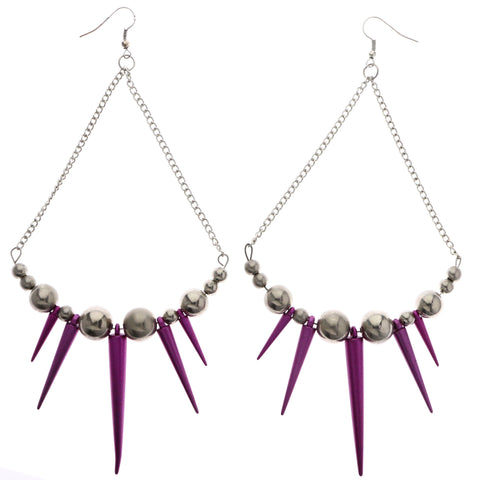 Mi Amore Spike Dangle-Earrings Silver-Tone/Purple