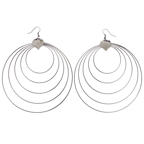 Mi Amore Heart Dangle-Earrings Silver-Tone
