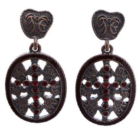 Mi Amore Drop-Dangle-Earrings Bronze-Tone/Red