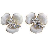 Mi Amore Flower Stud-Earrings White/Gold-Tone