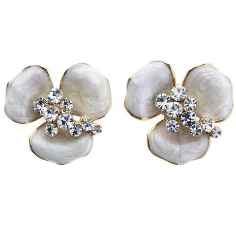 Mi Amore Flower Stud-Earrings White/Gold-Tone