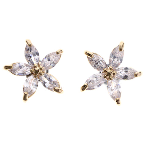 Mi Amore Flower Stud-Earrings Silver-Tone/Gold-Tone