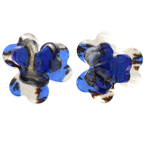Mi Amore Flower Stud-Earrings Black/Blue