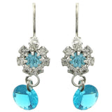 Mi Amore Flower Dangle-Earrings Silver-Tone/Blue
