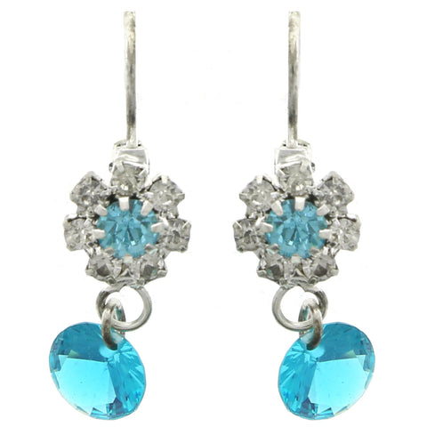 Mi Amore Flower Dangle-Earrings Silver-Tone/Blue