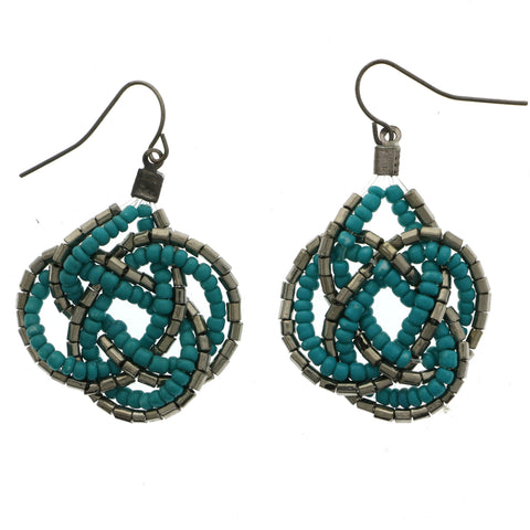 Mi Amore Knot Dangle-Earrings Blue/Silver-Tone