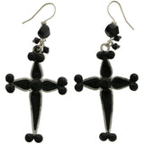 Mi Amore Cross Dangle-Earrings Black/Silver-Tone