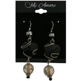Mi Amore Heart Mesh Wire Covered Bead Dangle-Earrings Silver-Tone & Black