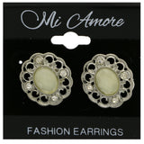 Mi Amore Glitter Stud-Earrings Silver-Tone/White