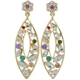 Mi Amore Flower Dangle-Earrings Silver-Tone/Multicolor