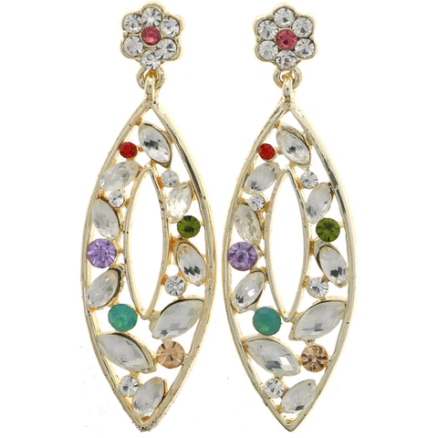 Mi Amore Flower Dangle-Earrings Silver-Tone/Multicolor