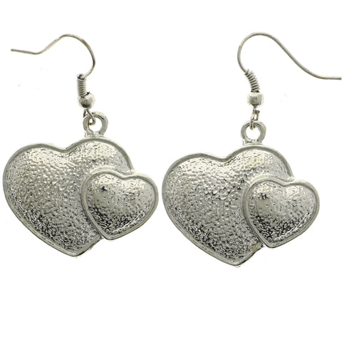 Mi Amore Heart Dangle-Earrings Silver-Tone
