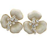Mi Amore Flower Stud-Earrings Gold-Tone/White