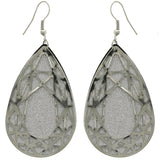 Mi Amore Glitter Teardrop Shape Dangle-Earrings Silver-Tone