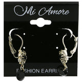 Mi Amore Flower Dangle-Earrings Silver-Tone/Black
