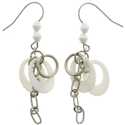 Mi Amore Chain Dangle-Earrings Silver-Tone/White