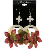 Mi Amore Fabric Flower Dangle-Earrings White/Pink