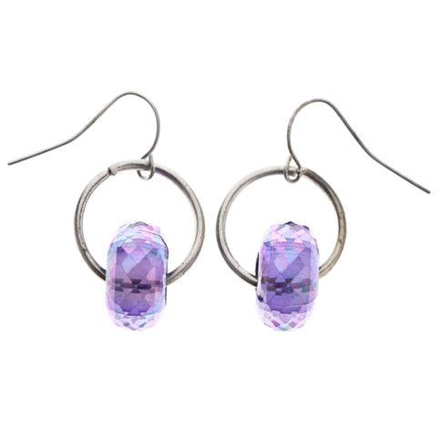 Mi Amore AB Finish Dangle-Earrings Purple/Silver-Tone